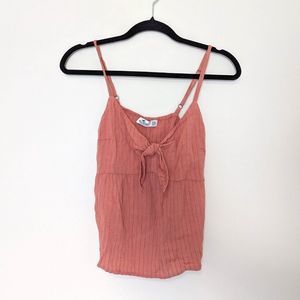 Hollister Mauve Pink Spaghetti Strap Bow Front Crop Top